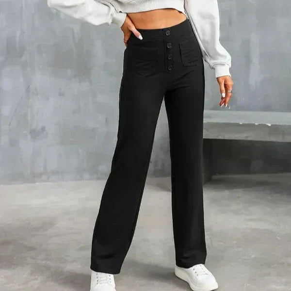 Sophie High-Waisted Stretch Trousers with Side Pockets